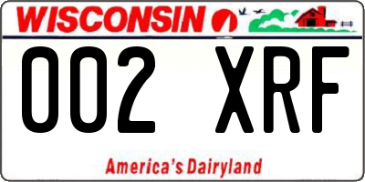 WI license plate 002XRF