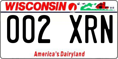 WI license plate 002XRN
