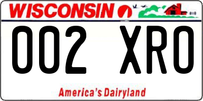 WI license plate 002XRO