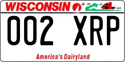 WI license plate 002XRP