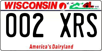 WI license plate 002XRS