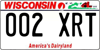 WI license plate 002XRT
