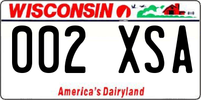 WI license plate 002XSA