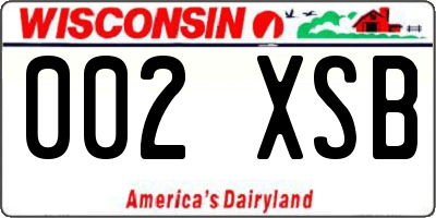 WI license plate 002XSB