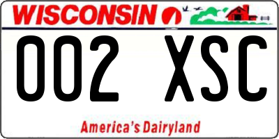WI license plate 002XSC