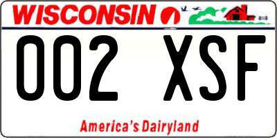 WI license plate 002XSF