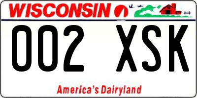 WI license plate 002XSK