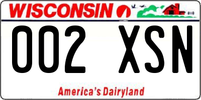 WI license plate 002XSN