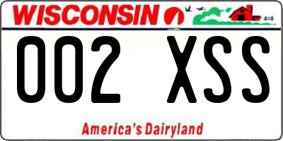 WI license plate 002XSS
