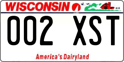 WI license plate 002XST