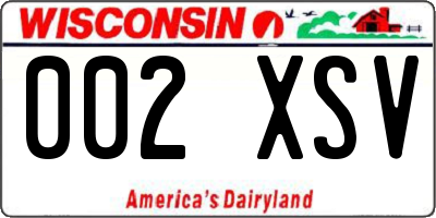 WI license plate 002XSV
