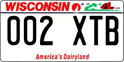 WI license plate 002XTB