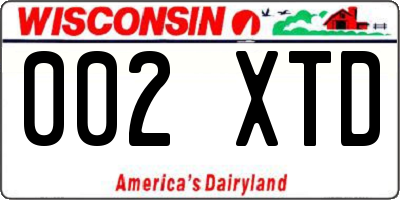 WI license plate 002XTD