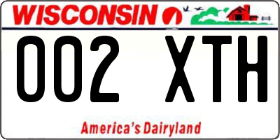 WI license plate 002XTH