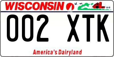 WI license plate 002XTK