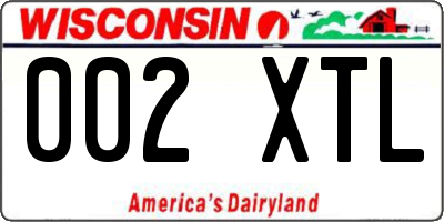 WI license plate 002XTL