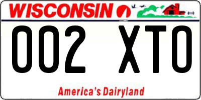 WI license plate 002XTO