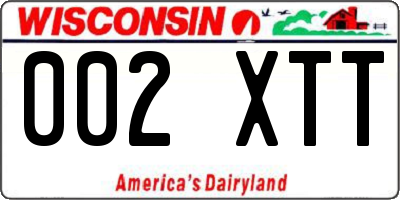 WI license plate 002XTT