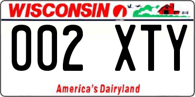 WI license plate 002XTY