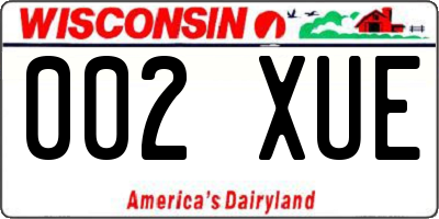 WI license plate 002XUE