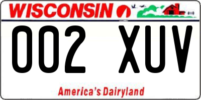WI license plate 002XUV