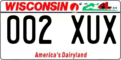 WI license plate 002XUX