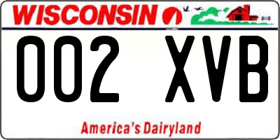 WI license plate 002XVB