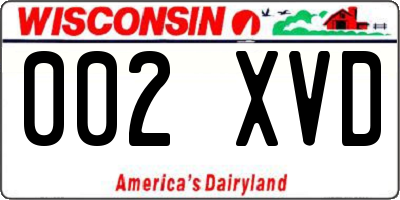 WI license plate 002XVD