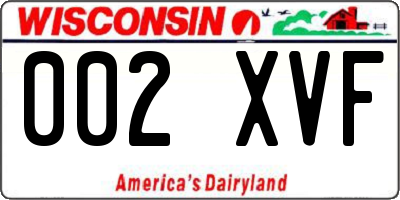 WI license plate 002XVF