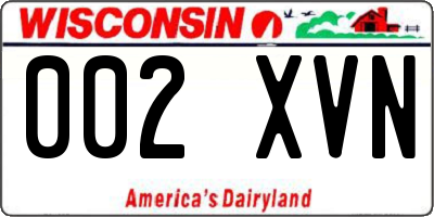 WI license plate 002XVN