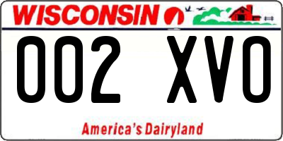 WI license plate 002XVO
