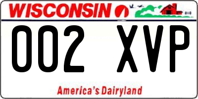WI license plate 002XVP