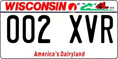 WI license plate 002XVR