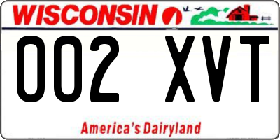 WI license plate 002XVT