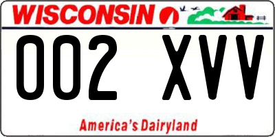 WI license plate 002XVV