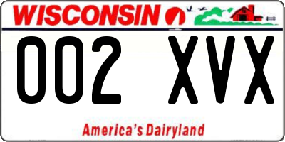 WI license plate 002XVX