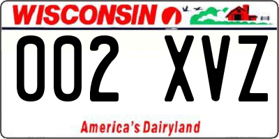 WI license plate 002XVZ