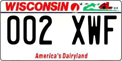 WI license plate 002XWF