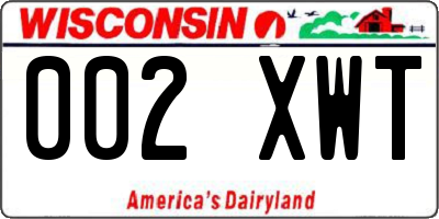 WI license plate 002XWT