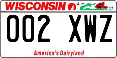 WI license plate 002XWZ