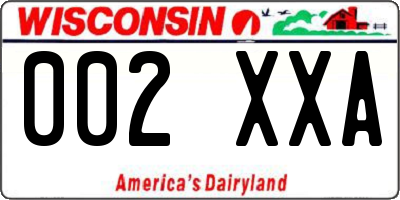 WI license plate 002XXA