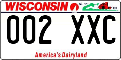 WI license plate 002XXC