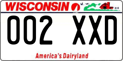 WI license plate 002XXD