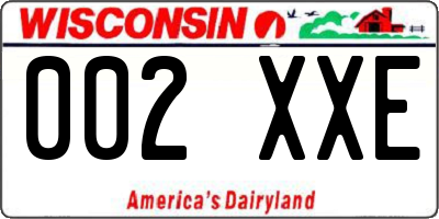 WI license plate 002XXE