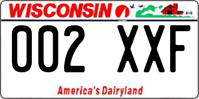 WI license plate 002XXF