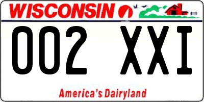 WI license plate 002XXI