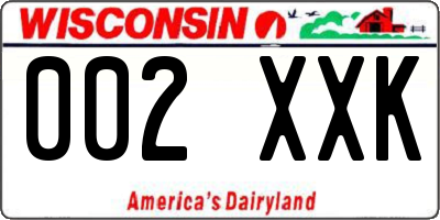 WI license plate 002XXK
