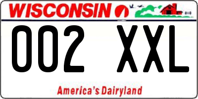WI license plate 002XXL