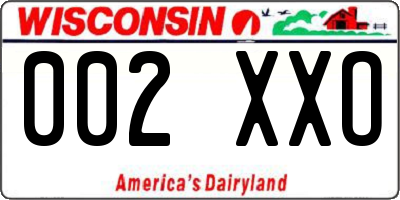 WI license plate 002XXO