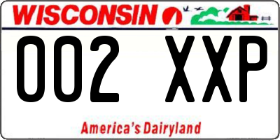 WI license plate 002XXP